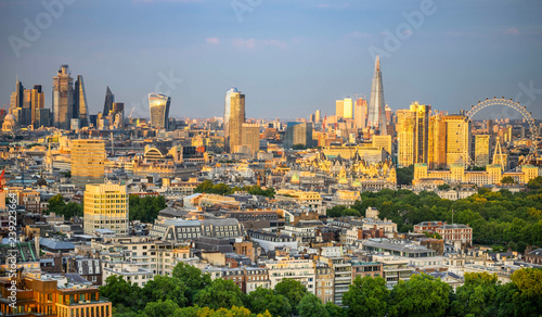 Aerial view of central London  at sunny day