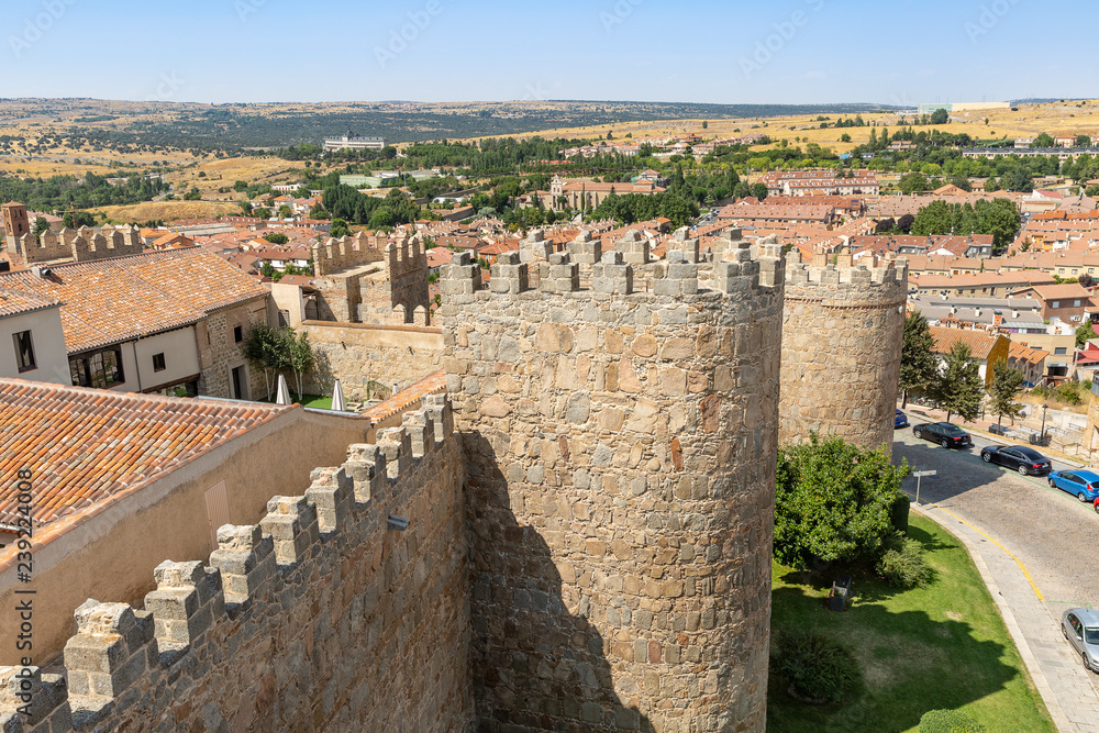 a view over Avila city and the medieval city wall, Spain