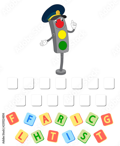 Cartoon traffic lights crossword