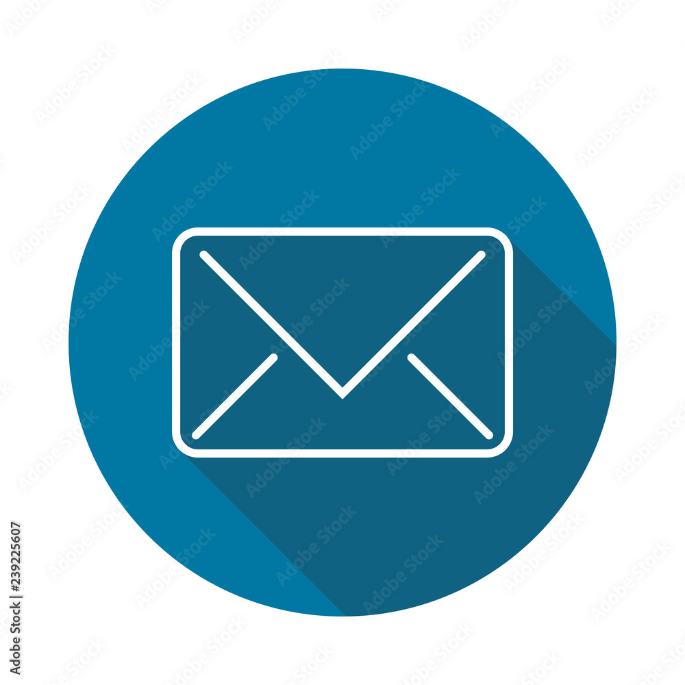Mail icon with long shadow black on white background,Simple design style.vector illustration Mail icon with long shadow black on white background,Simple design style.vector illustration