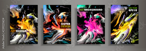Modern design A4.Abstract marble texture of colored bright liquid paints.Splash neon acrylic paints.Used design presentations, print,flyer,business cards,invitations, calendars,sites, packaging,cover.