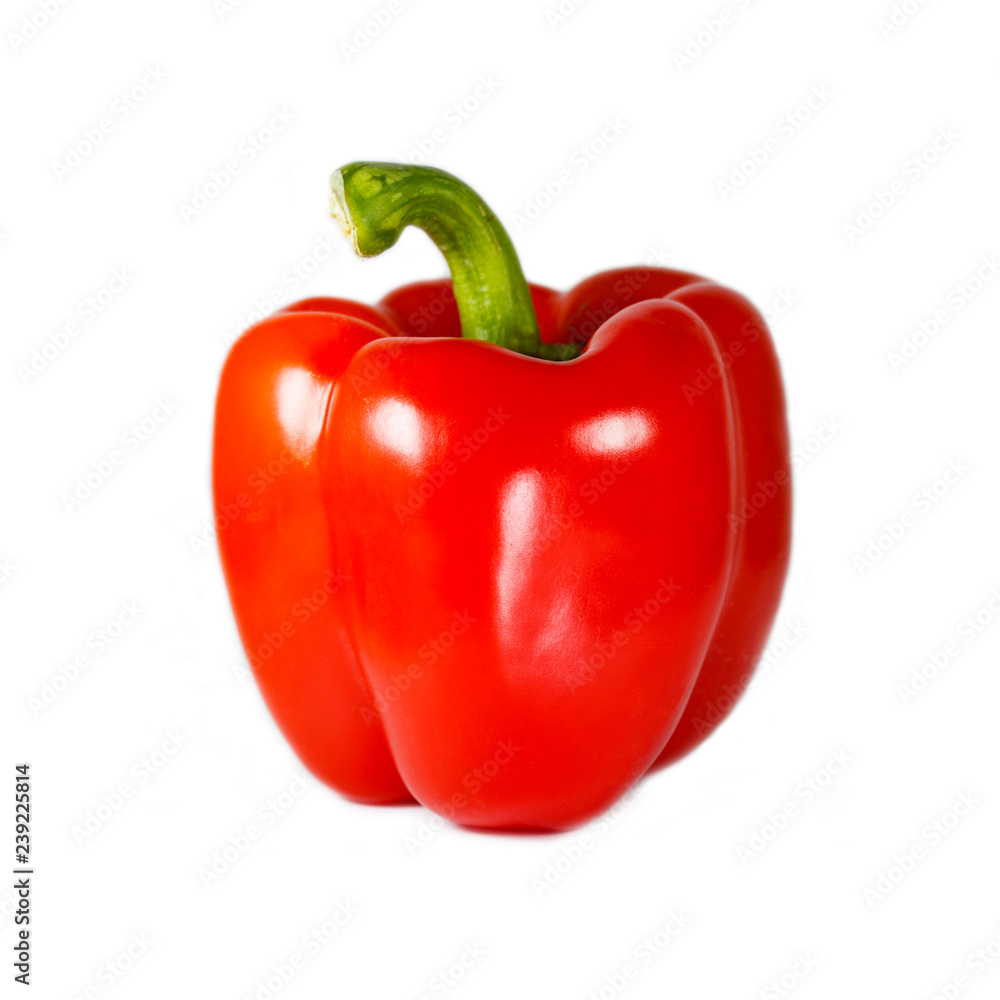 Red sweet bell pepper. Ripe paprika on white background Red sweet bell pepper. Ripe paprika on white background