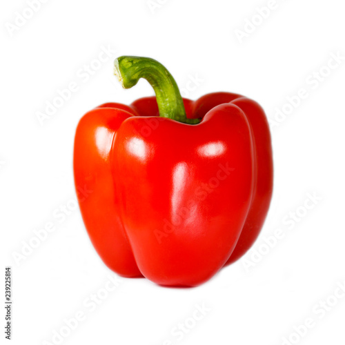 Red sweet bell pepper. Ripe paprika on white background