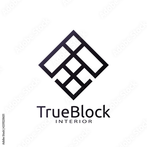 tile wall logo icon for carpet, floor, ceramic industry. hexagon square abstract symbol. minimal sign concept design template vector illustration.