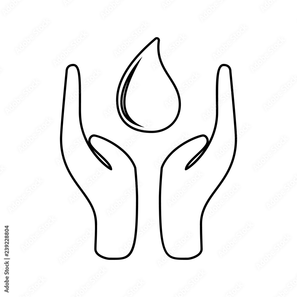 Obraz premium hands hold a drop icon. Element of cyber security for mobile concept and web apps icon. Thin line icon for website design and development, app development