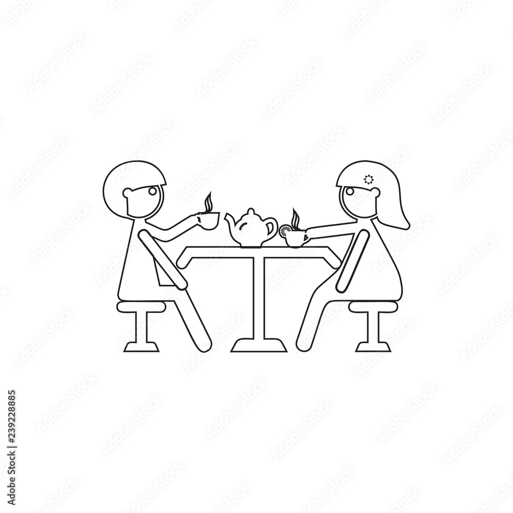 couple in love with a cup of tea icon. Element of cyber security for mobile concept and web apps icon. Thin line icon for website design and development, app development couple in love with a cup of tea icon. Element of cyber security for mobile concept and web apps icon. Thin line icon for website design and development, app development