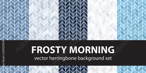 Herringbone pattern set Frosty Morning. Vector seamless parquet backgrounds