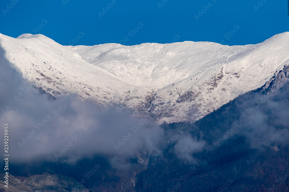 snowy peaks of the Italian Marsicani mountain range