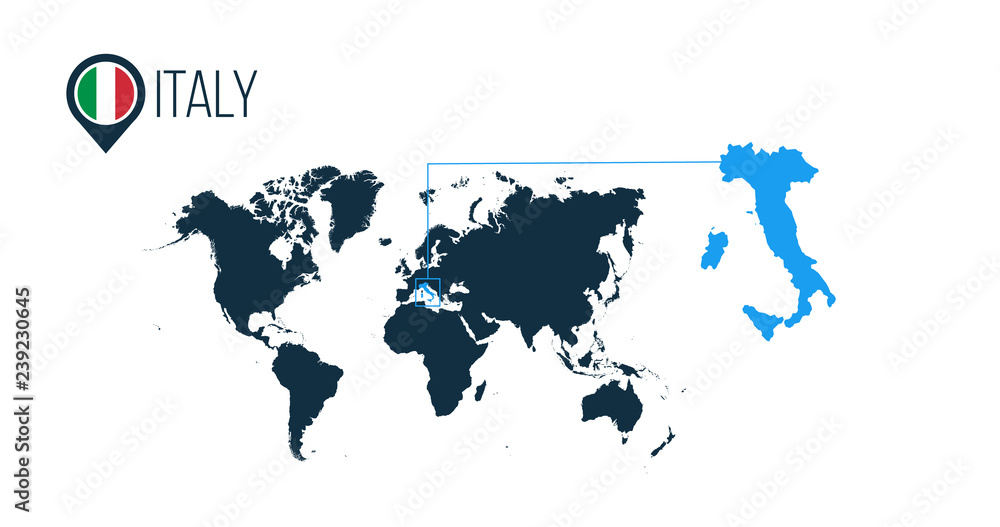 Vecteur Stock Italy Location On The World Map For Infographics All   1000 F 239230645 Z5yLJ9ZfkhqvqKgTDJSKjRRSyDEXQLTG 