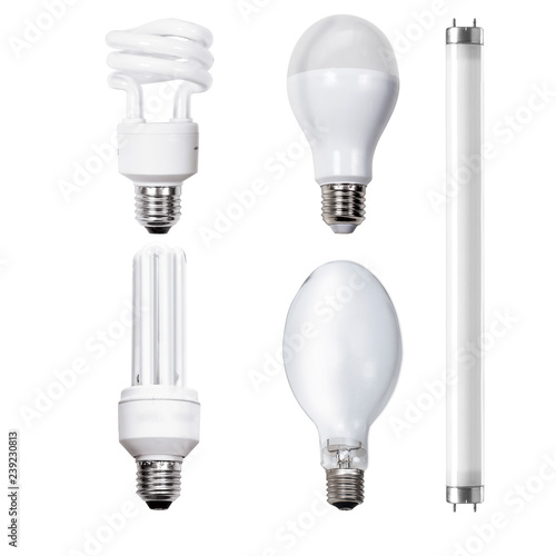 Isolated light bulbs on white background
