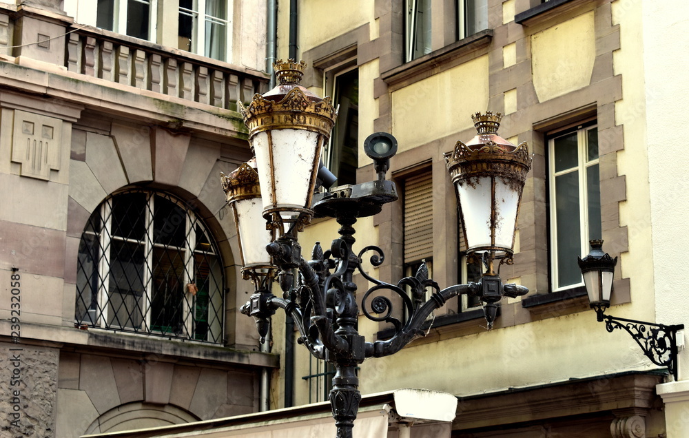 old style street lamp in strasbourg