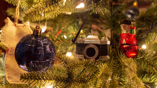 Christmas tree decorations closeup, santa, lights, background, macro, cute, fun, holiday, please support me, 
