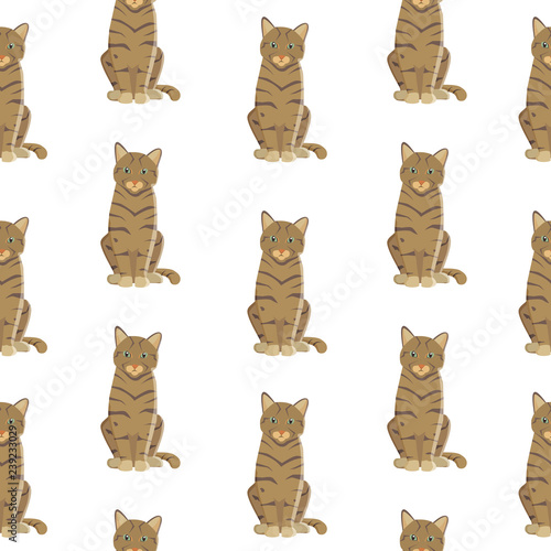 Fototapeta Naklejka Na Ścianę i Meble -  Vector cat seamless pattern. Cute kitten in cartoon style