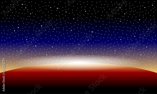 Planet and starry sky.