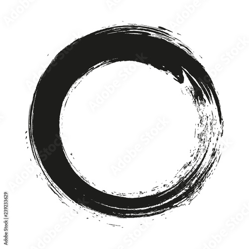 vector brush strokes circles of paint on white background. Ink hand drawn paint brush circle. Logo, label design element vector illustration. Black abstract circle. Frame.