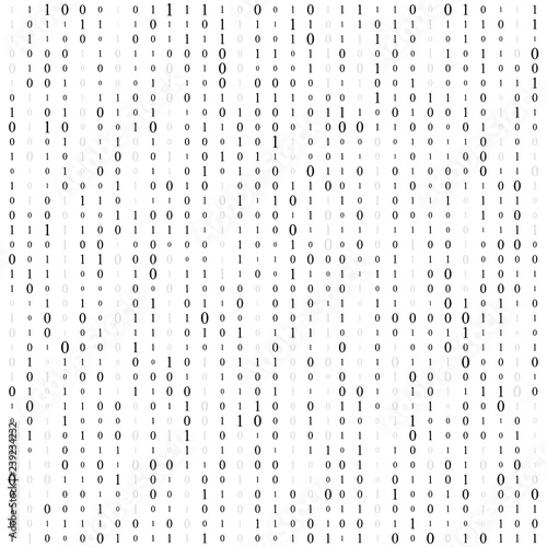 Background With Digits On Screen. binary code zero one matrix white background. banner, pattern, wallpaper. Abstract Matrix Background. Binary Computer Code. Coding. Hacker concept. Vector Background