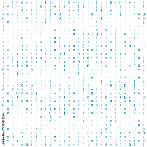 Background With Digits On Screen. binary code zero one matrix white background. banner, pattern, wallpaper. Abstract Matrix Background. Binary Computer Code. Coding. Hacker concept. Vector Background
