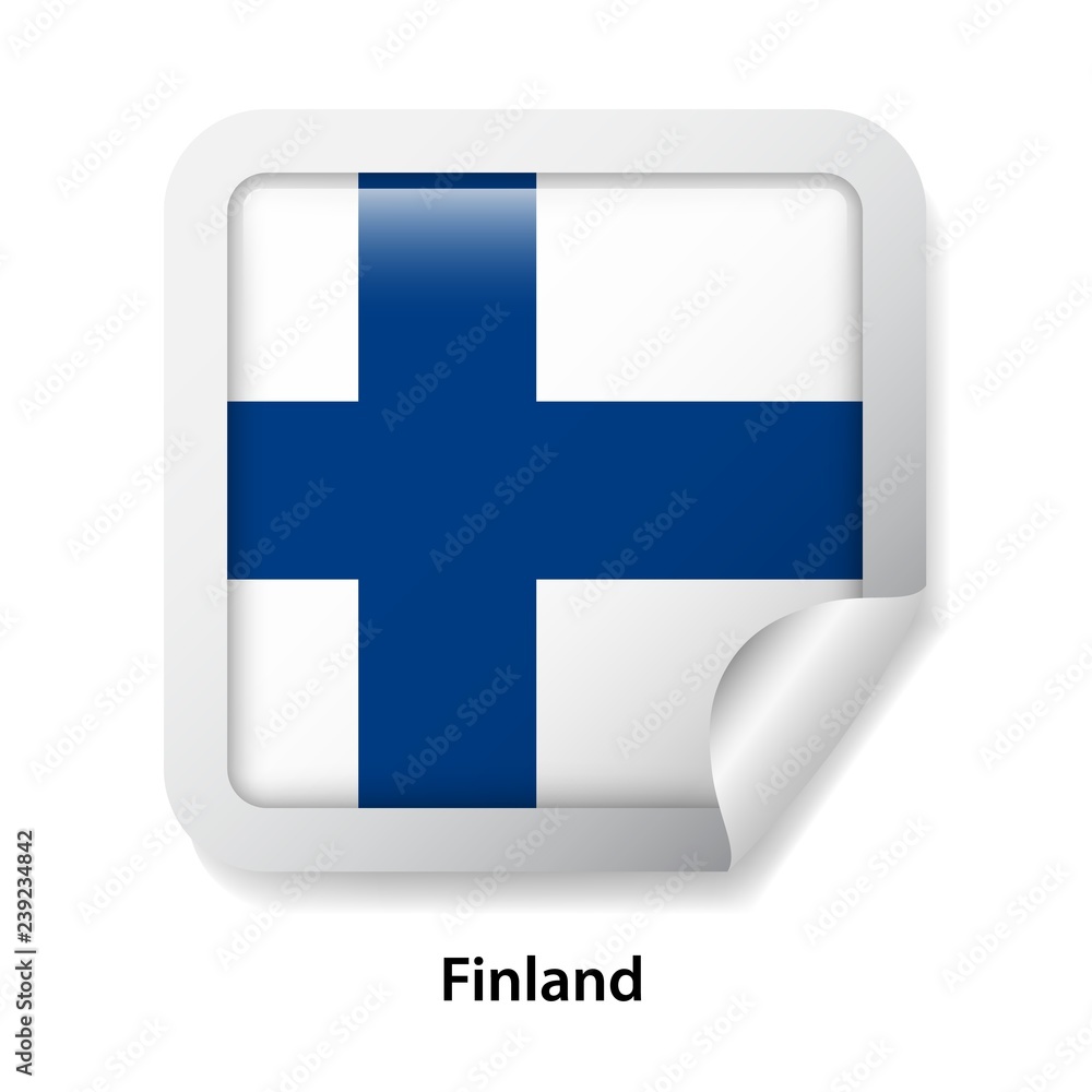 Flag of Finland. Round glossy sticker Flag of Finland. Round glossy sticker