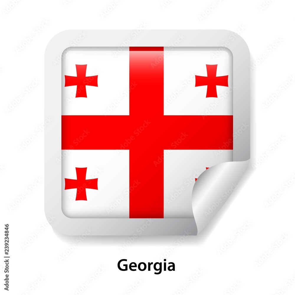 Obraz premium Flag of Georgia. Round glossy sticker