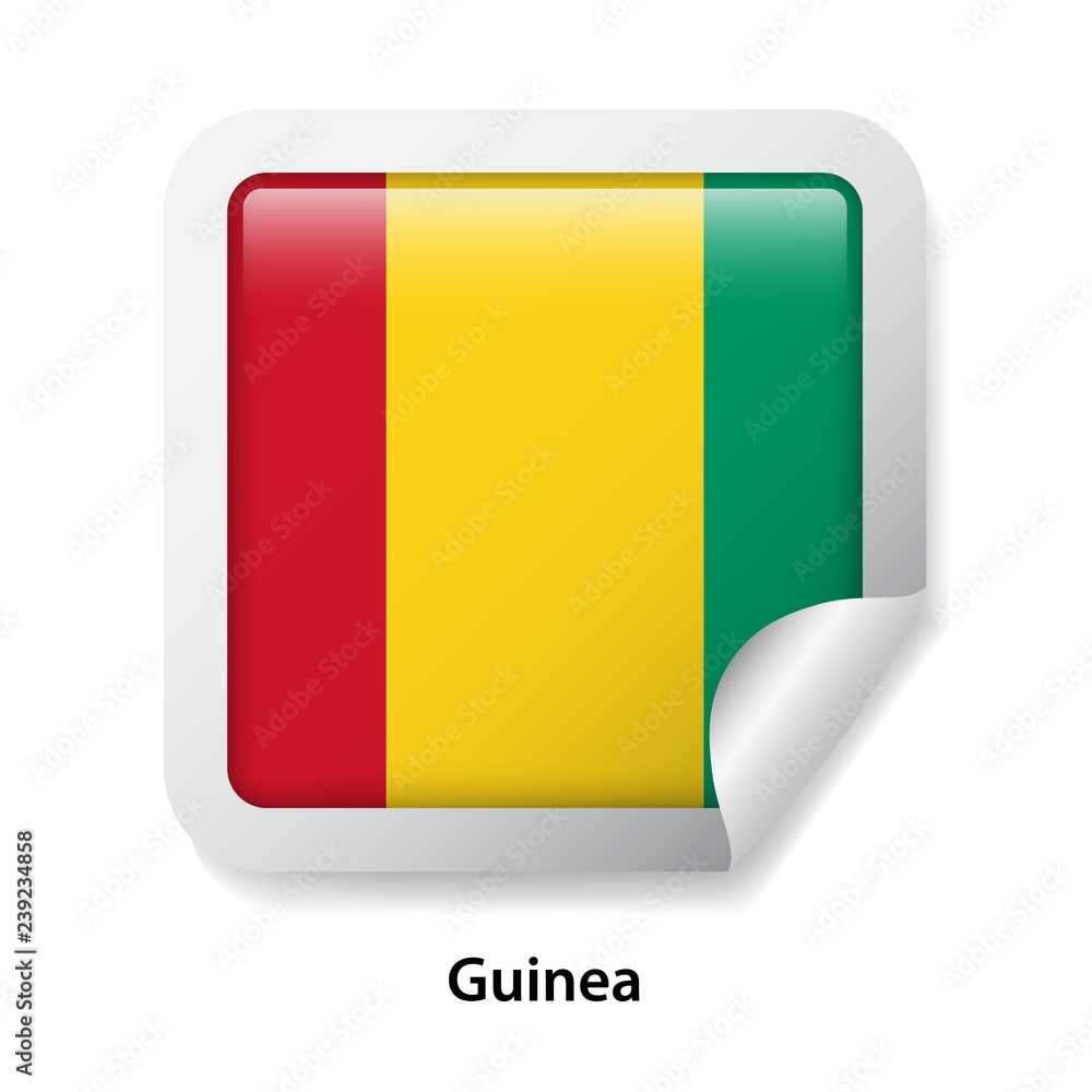 Fototapeta premium Flag of Guinea. Round glossy sticker