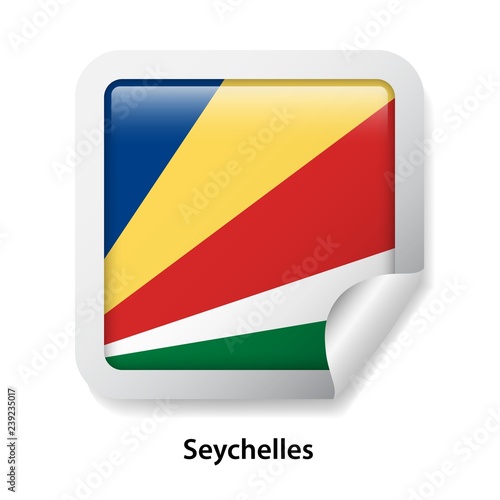 Flag of Seychelles. Round glossy badge sticker