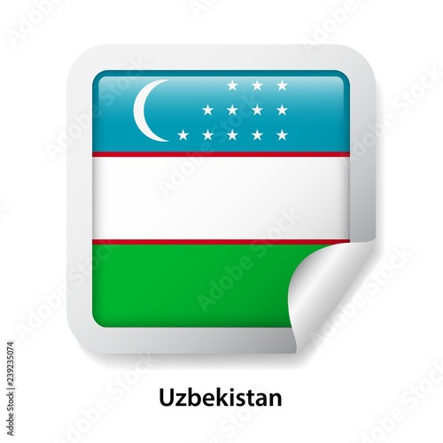 Free Download Flag of Uzbekistan. Round glossy badge sticker - GFXLoad