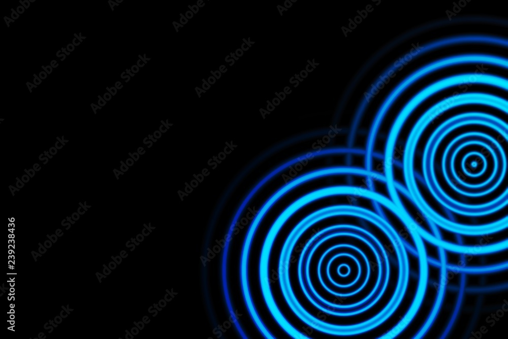 Sound waves oscillating blue with circle spin, abstract background Sound waves oscillating blue with circle spin, abstract background