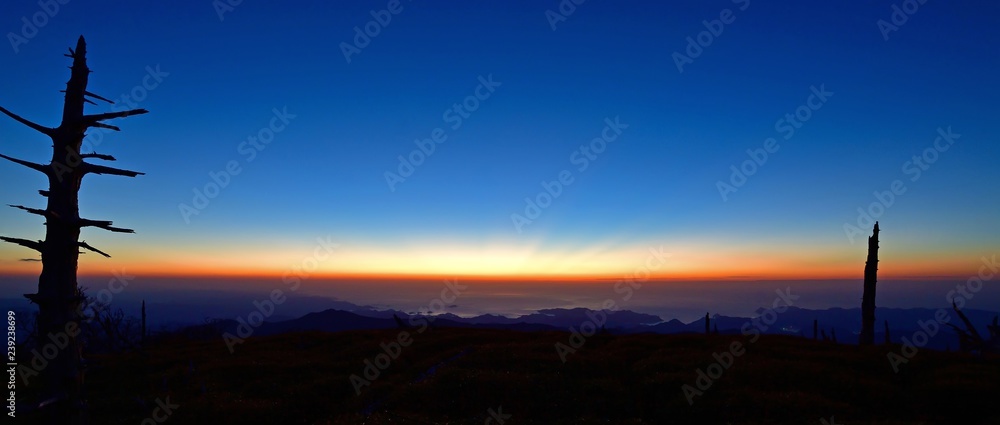 Obraz premium 大台ケ原山正木峠から見る熊野灘の夜明け前情景