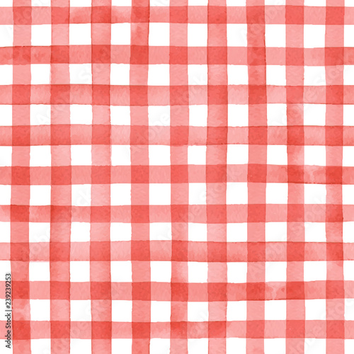 watercolor gingham check, hand painted seamless vector pattern 