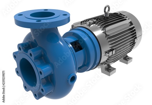 Papier peint Electric water pump 3d illustration isolated on the white background