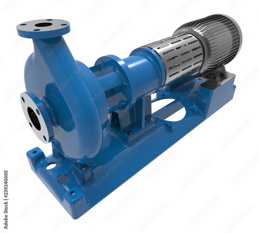 Electric water pump 3d illustration isolated on the white background Electric water pump 3d illustration isolated on the white background