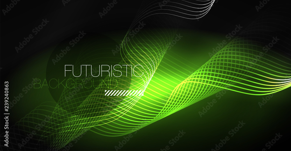 Neon lines wave background. Abstract composition Neon lines wave background. Abstract composition