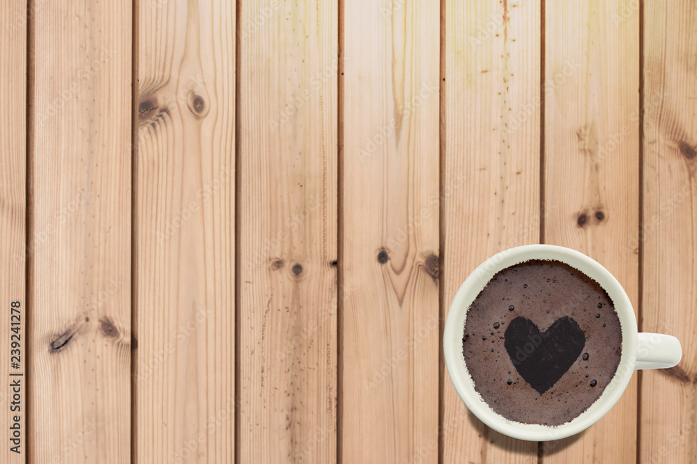 froth milk foam heart in a cup of coffee. froth milk foam heart in a cup of coffee.