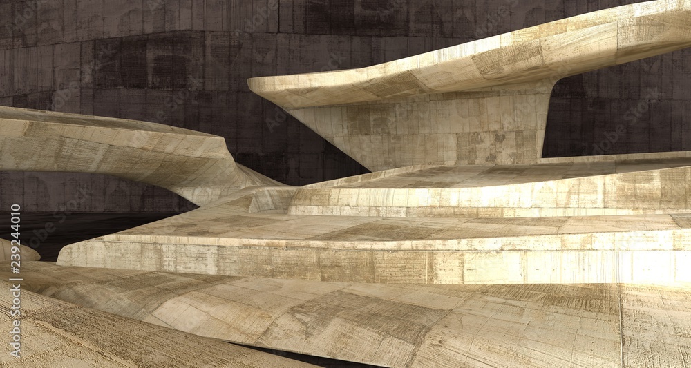 Empty dark abstract brown concrete room smooth interior. Architectural background. Night view of the illuminated. 3D illustration and rendering Empty dark abstract brown concrete room smooth interior. Architectural background. Night view of the illuminated. 3D illustration and rendering