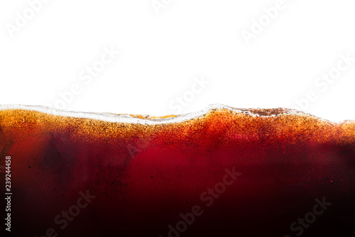 cola soda with sparkling bubbles isolated on white