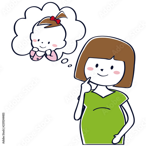 かわいい妊婦 おかっぱ　女の子の赤ちゃんを想像