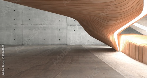 Fototapeta Naklejka Na Ścianę i Meble -  Empty dark abstract concrete and wood smooth interior. Architectural background. 3D illustration and rendering