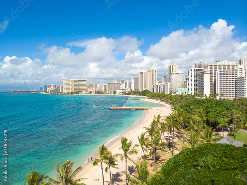 Schilderij op canvas Waikiki beach in Hawaii