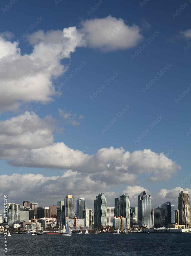 Clouds over the skyline of downtown San Diego