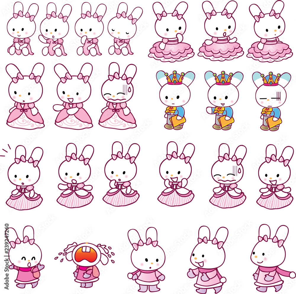 rabbit cartoon vector set rabbit cartoon vector set