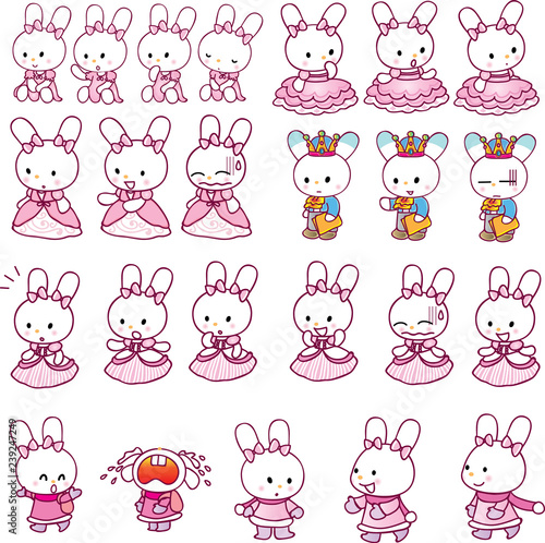 rabbit cartoon vector set