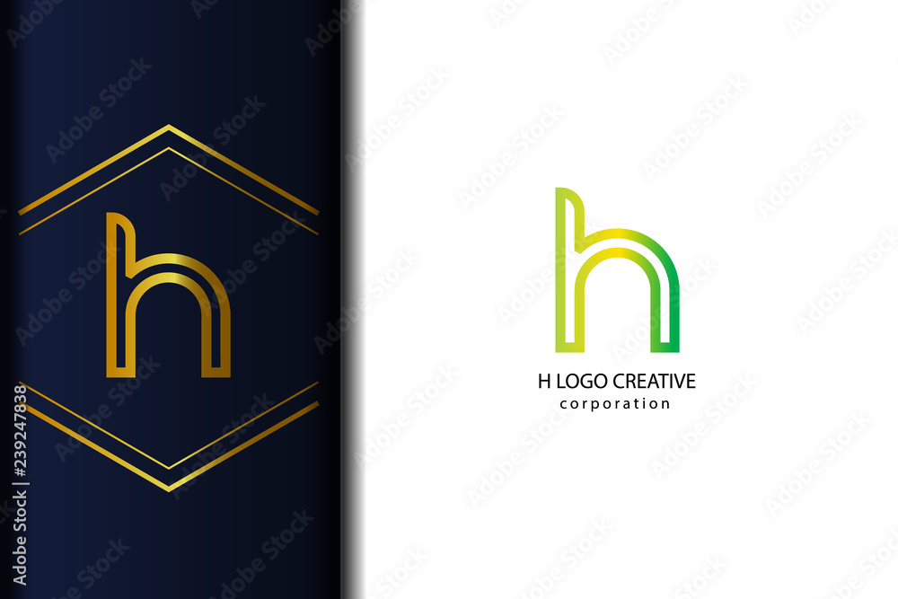 alphabet H logo letter with gradient, lowercase for business - vector
