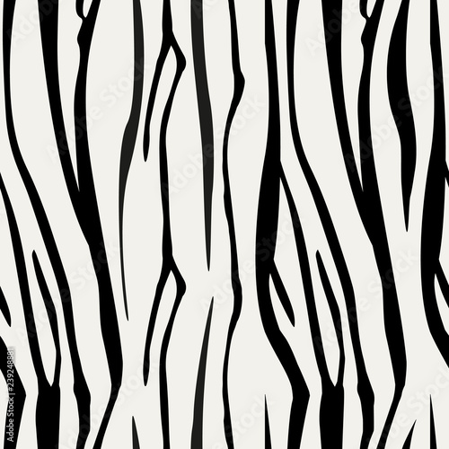 Zebra Stripes Seamless Pattern. Zebra print, animal skin, tiger stripes, abstract pattern, line background, fabric. Amazing hand drawn vector illustration. Poster, banner. Black and white artwork,