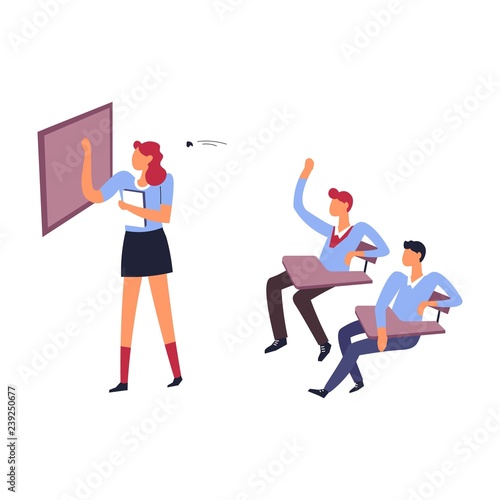 Students humiliating classmate isolated icon boys and woman
