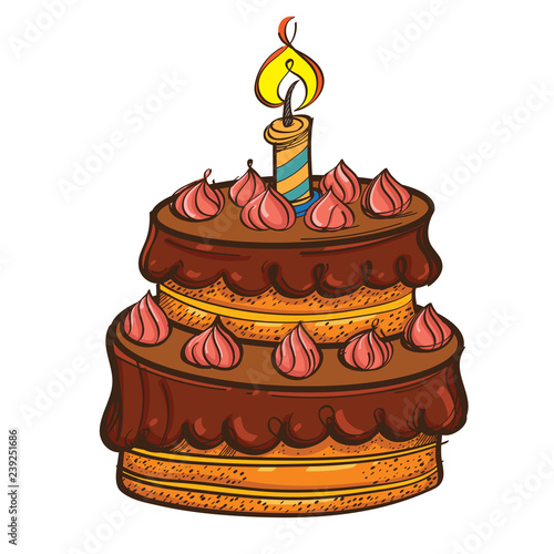 Vector birthday chocolate cake
