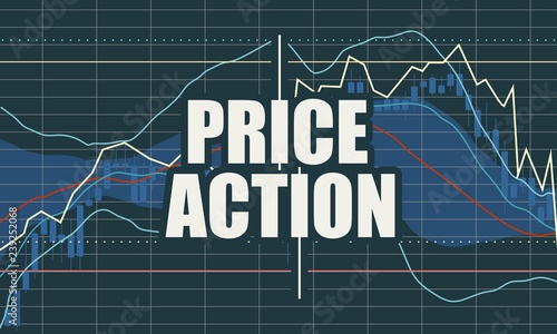 Forex candlestick pattern. Trading chart concept. Financial market chart. Price action decorated text