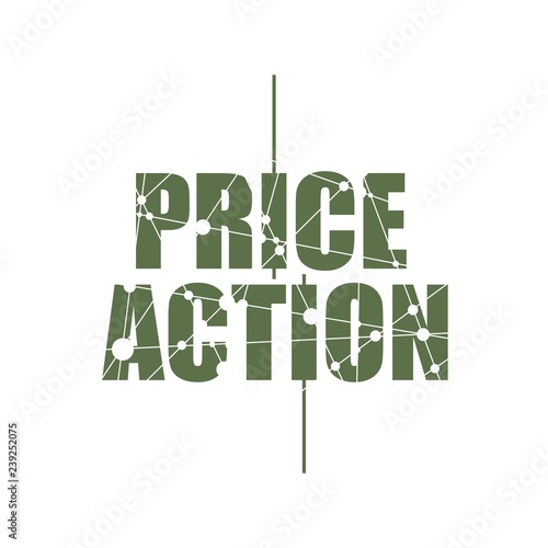 Stock market and exchange. Price action emblem with japanese candles decorated by molecule and communication pattern. Connected lines with dots.