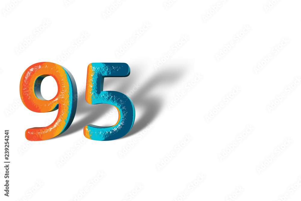 3D Number 95 ninety five lively colours 3D Number 95 ninety five lively colours