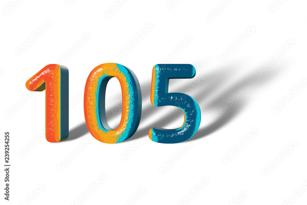 3D Number 105 one hundred five lively colours 3D Number 105 one hundred five lively colours