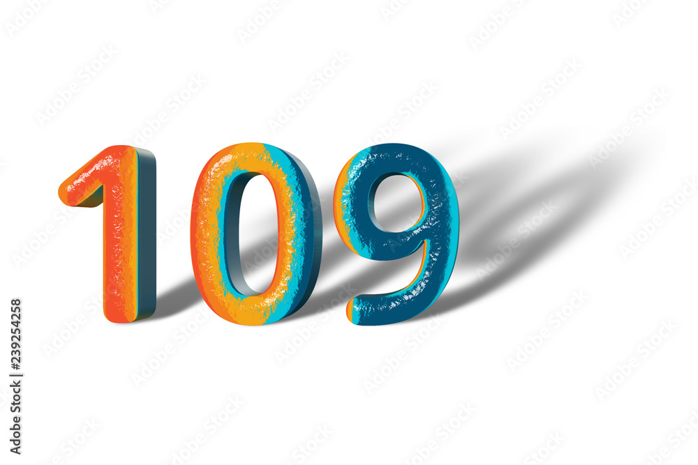 3D Number 109 one hundred nine lively colours 3D Number 109 one hundred nine lively colours